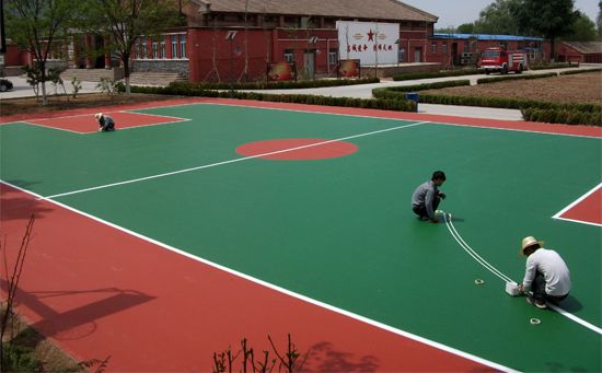 塑膠籃球場(chǎng)劃線(xiàn)高清圖片